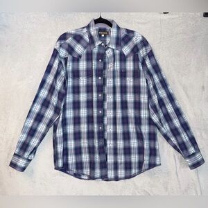 Stetson Men's Purple and White Plaid Shirt